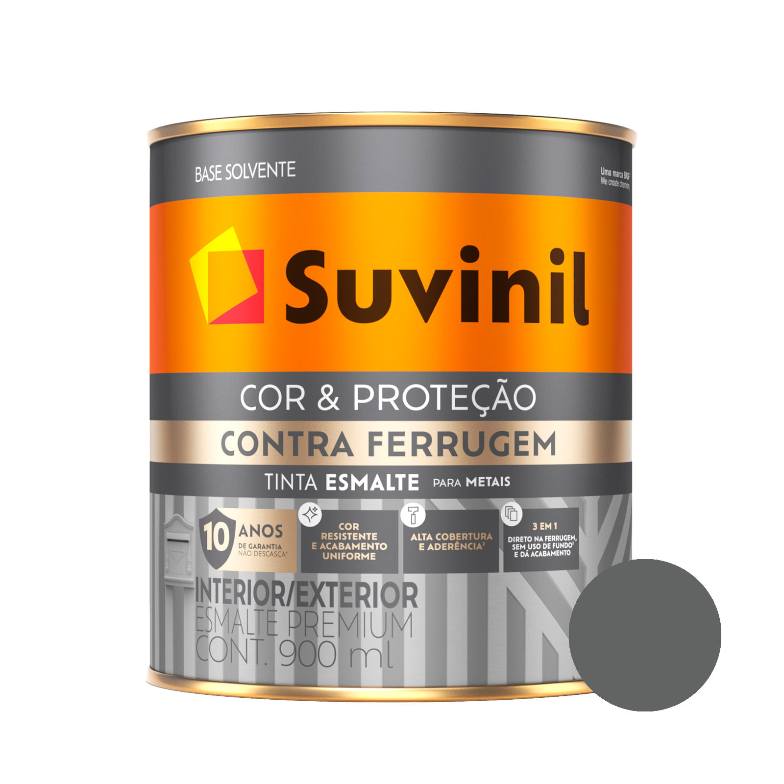 Esmalte Brilhante Cinza Escuro Contra Ferrugem Suvinil